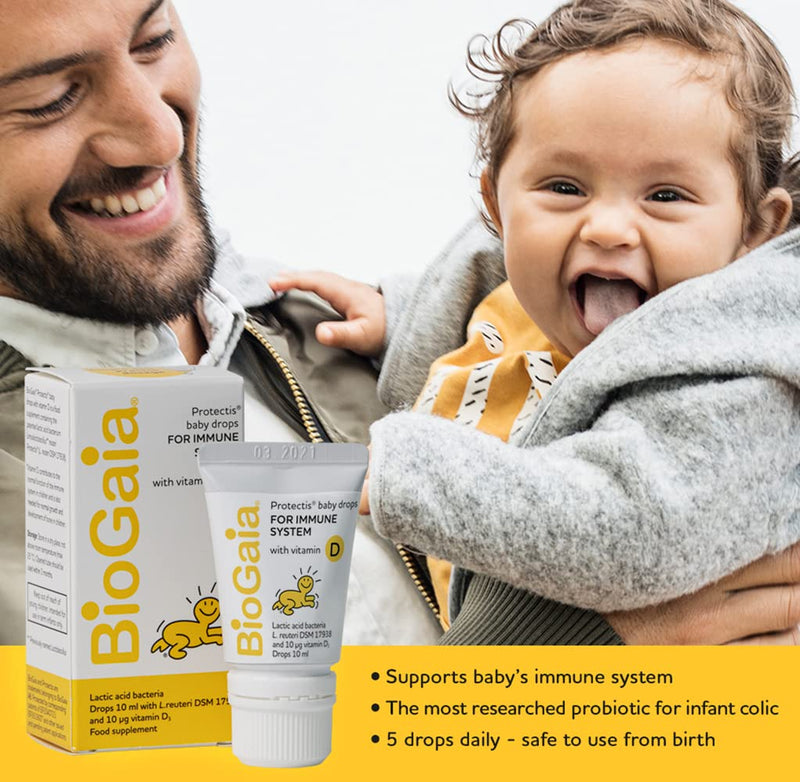 BIOGAIA Protectis Probiotic Drops with Vitamin D3 10ml Suitable for Newborn Babies,Balance Baby’s Gut Flora and Support Immune System. Contains BioGaia Patented L Reuteri DSM 17938. - NewNest Australia