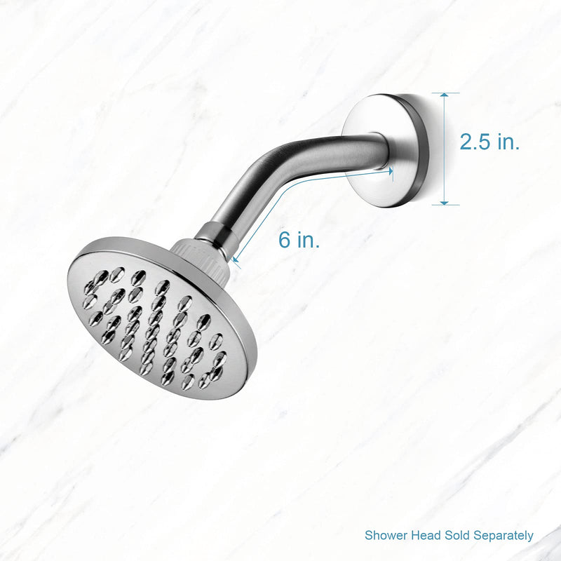 OFFO Shower Arm with Flange 6 Inches Wall Mount Replacement Angle Shower Head Arm Wall-Mounted For Fixed Shower Head & Handheld Showerhead Brushed 6 Inch - NewNest Australia