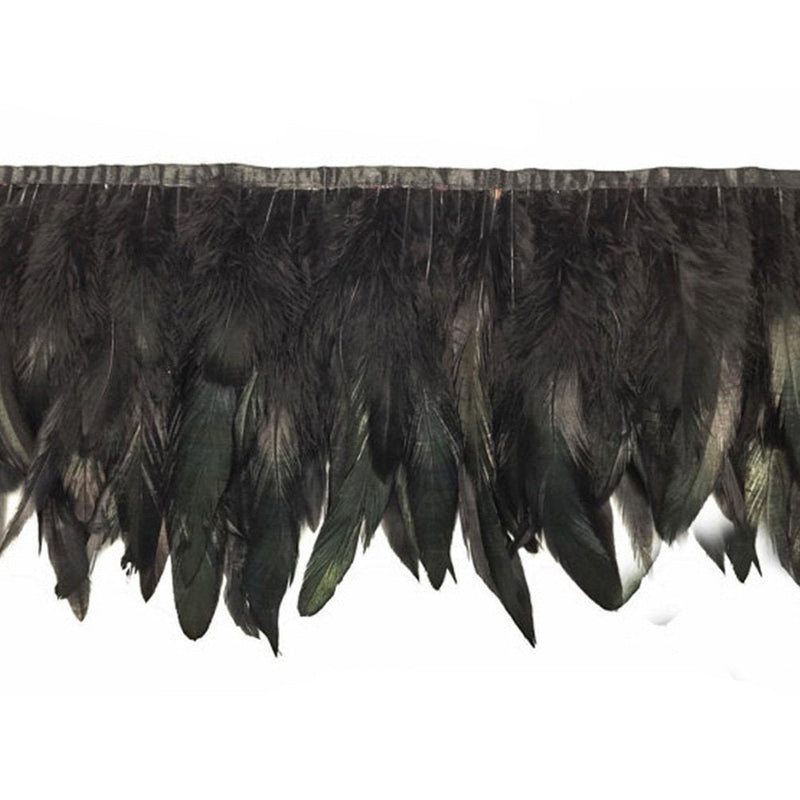AWAYTR Rooster Hackle Feather Fringe Trim 5-7 Inches Width Sewing Crafts (2 Yards) 2 Yards - NewNest Australia