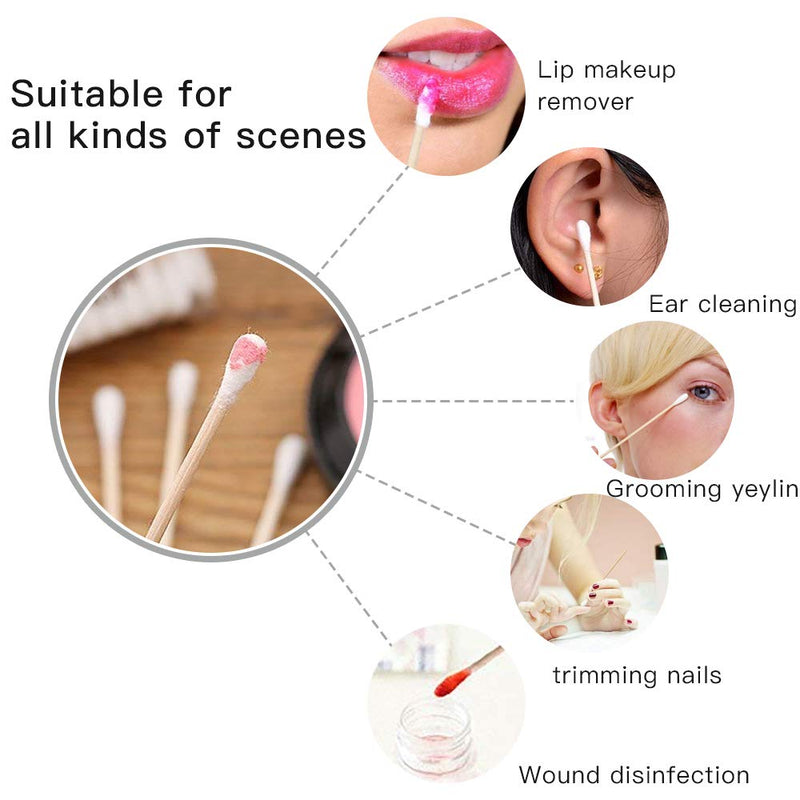 600 PCS Long Wooden Cotton Swabs & Biodegradable Cotton Swabs Set - Long Cotton Swabs for Pets Care, Cotton Tipped Applicator for Oil Makeup, Eye Ears Eyeshadow Remover Tool - Gun Cleaning Supplies - NewNest Australia