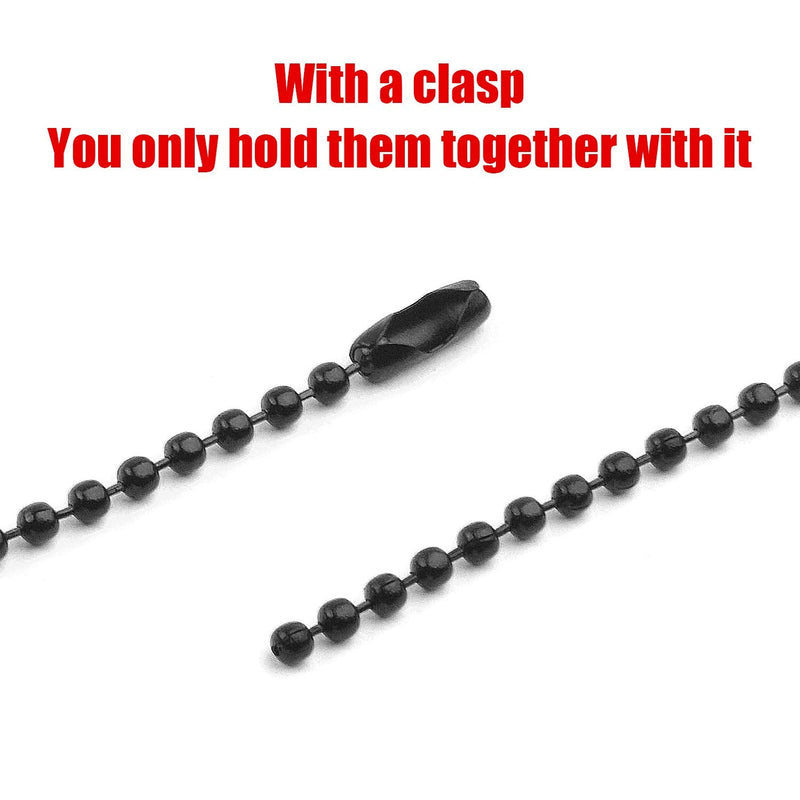 BronaGrand 100 Pieces Ball Bead Chains, 100mm Long Bead Connector Clasp Tag Keychain Key Rings, 2.4 mm Diameter, Black 10cm - NewNest Australia