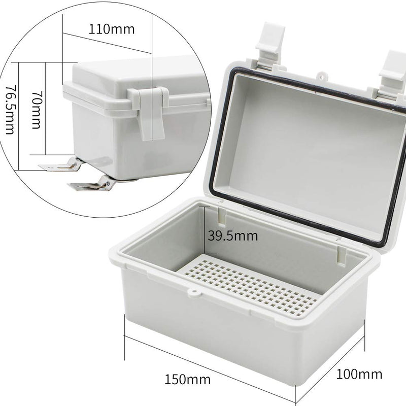 MAKERELE Outside Electrical Box Waterproof with Lock and Wall Bracket 5.9"3.9"2.8" (15010070mm) Hinged Cover Grey Plastic Clip Project ABS Plastic Case IP65 with 2 NPT 1/4” Glands 5.9"*3.9"*2.8"(15010070mm) - NewNest Australia