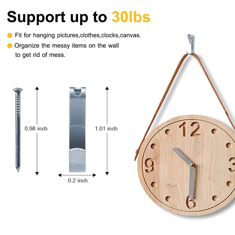 100pcs Picture Hangers,30lbs Picture Hanging Hooks with Nails, Fuzan Professional Picture Hanging Kit on Wood/Drywall (30lbs-100pcs) - NewNest Australia