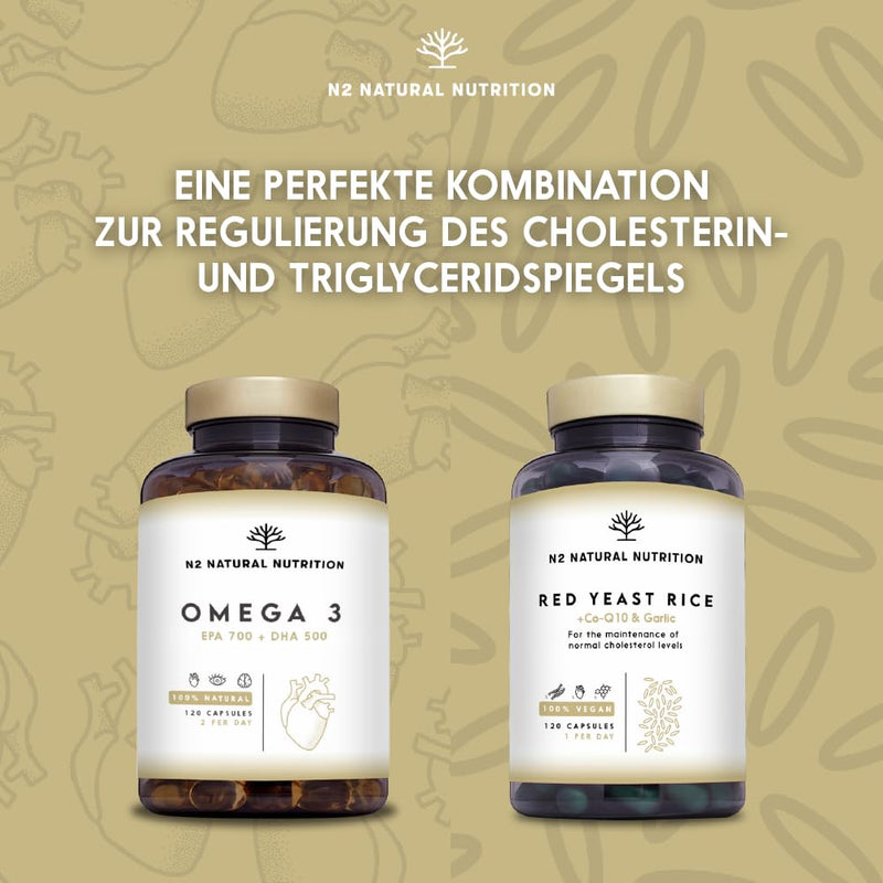 Omega 3 capsules, high dose with 2000 mg fish oil with 700 mg EPA and 500 mg DHA, fish oil with vitamin E and the omega 3 fatty acids. 120 softgel capsules of pure sea fish oil N2 Natural Nutrition - NewNest Australia