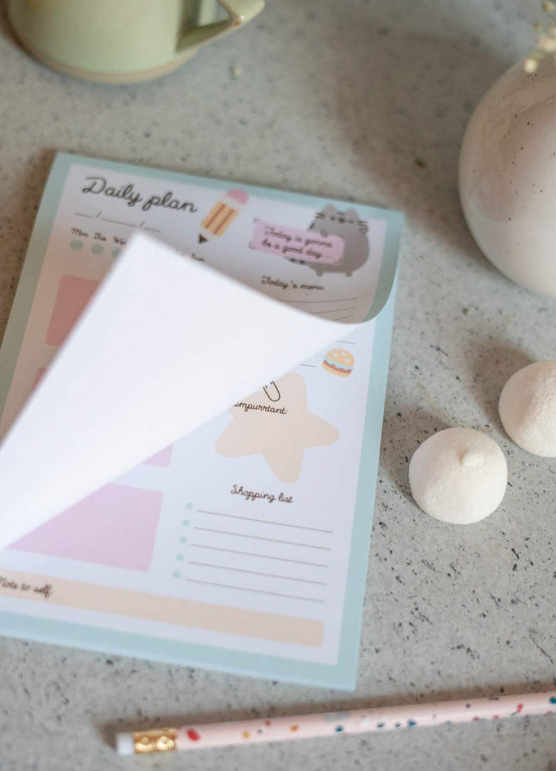 Official Pusheen A5 Desk Pad with Daily, Weekly and Monthly Calendar, Desktop Planner, Desktop Note Pad, 54 Undated Tear Off Sheets, 5.8 x 8.3 inches, To Do List - Kawaii Stationery Pusheen Foodie Collection - NewNest Australia