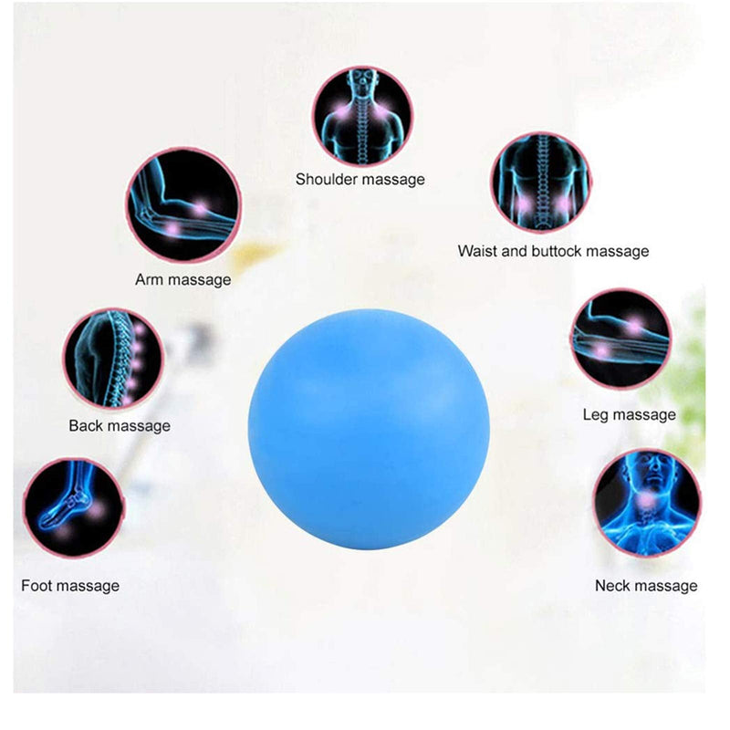 WOVTE Silicone Massage Lacrosse Ball for Sore Muscles, Shoulders, Neck, Back, Foot, Body, Deep Tissue, Trigger Point, Muscle Knots, Yoga and Myofascial Release (Blue) Blue - NewNest Australia