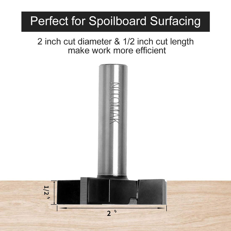 CNC Spoilboard Surfacing Router Bit 1/2" Shank, Slab Flattening Router Bit Carbide Planer Router Bits Wood Milling Cutter Planing Tool Woodworking Tools by NITOMAK - NewNest Australia