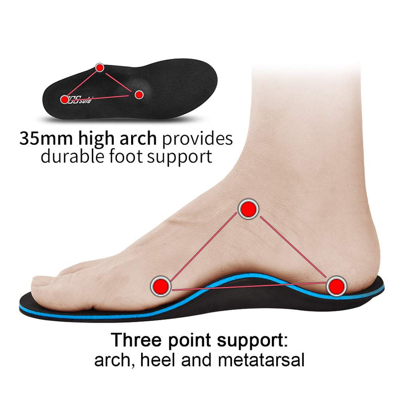 PCSsole High Arch Supports Orthotic Insoles,Shoe Inserts for Flat Feet,Plantar Fasciitis,Feet Pain,Pronation,Heel Pain for Men and Women Men6/Women(5.5-6)25cm Black - NewNest Australia