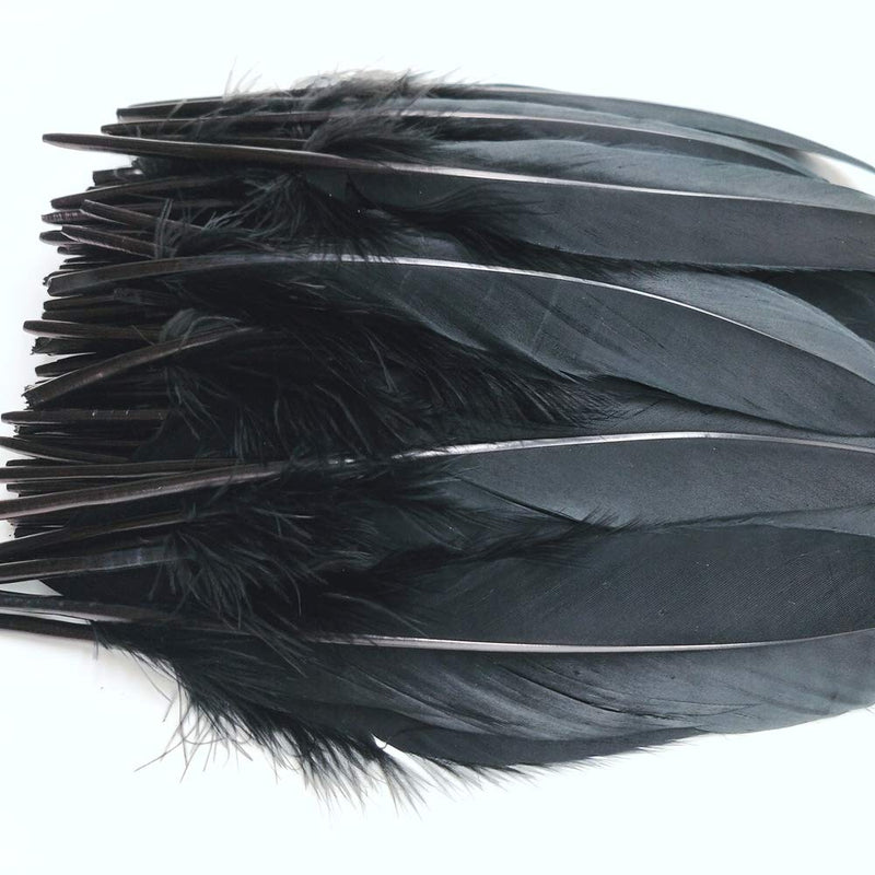 100pcs 6-8 inches Black Dyed Natural Goose Feathers for Crafts DIY Wedding Party Decoration Accessories (Black) - NewNest Australia