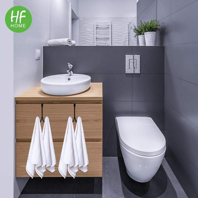 2Packs Over The Door Double Hanger Hooks,HFHOME Metal Twin Hooks Organizer for Hanging Coats, Hats, Robes, Towels- Black 2 - NewNest Australia