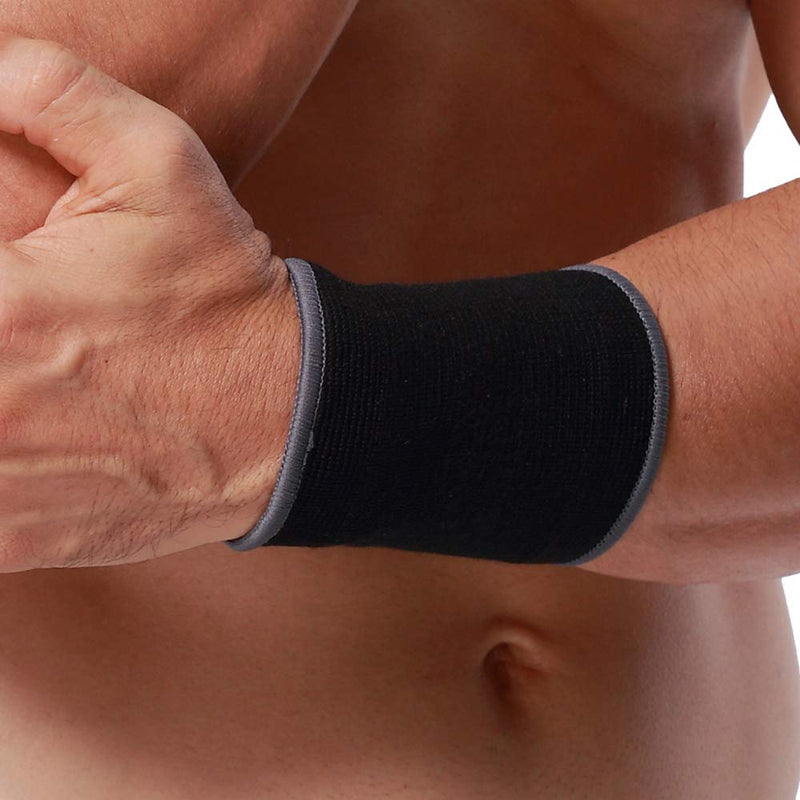 Neotech Care Wrist Band Support Sleeve - Elastic & Breathable Knitted Fabric Compression Brace - for Tennis, Gym, Sport, Tendonitis - Black Colour (Size M, 1 Unit) - NewNest Australia