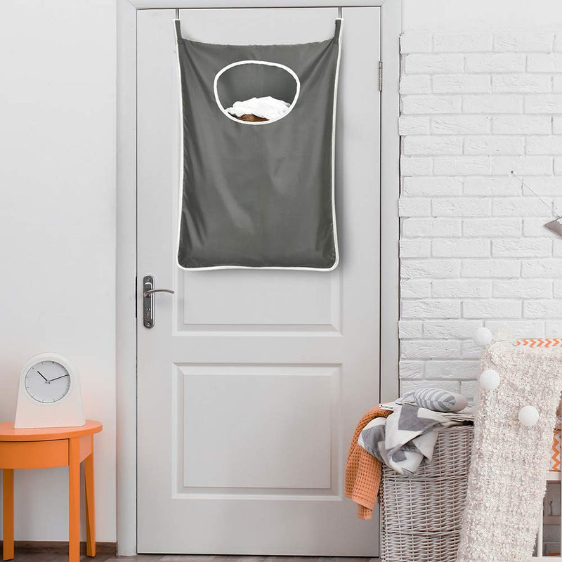 NewNest Australia - DYHAI Durable Hanging Laundry Bag Hanging Hamper Behind Door Space Saving with Stainless Steel Hooks Zip Laundry Hamper Door Hanging, for Bathroom,Kids Room,2pack(Extra Large-Dark Grey) 