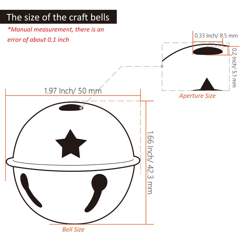 CLLOOTVE Big Colorful Craft Bells 2-Inch/ 50mm, 16-Pack, Red/ Silver (2-Inch, 16-Pack, Red) 2-inch, 16-pack, Red - NewNest Australia