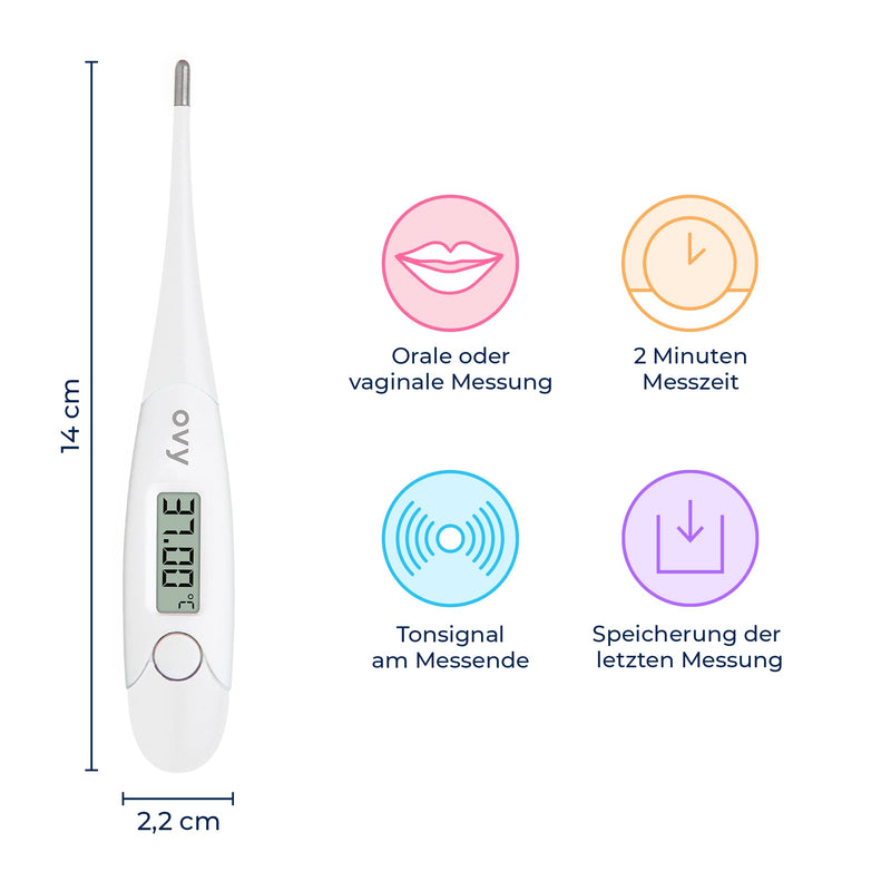 Ovy® basal thermometer for cycle monitoring I ovulation measuring device for calculating fertile days if you want to have children (NFP) I hormone-free conception control I app with data storage on a German server - NewNest Australia