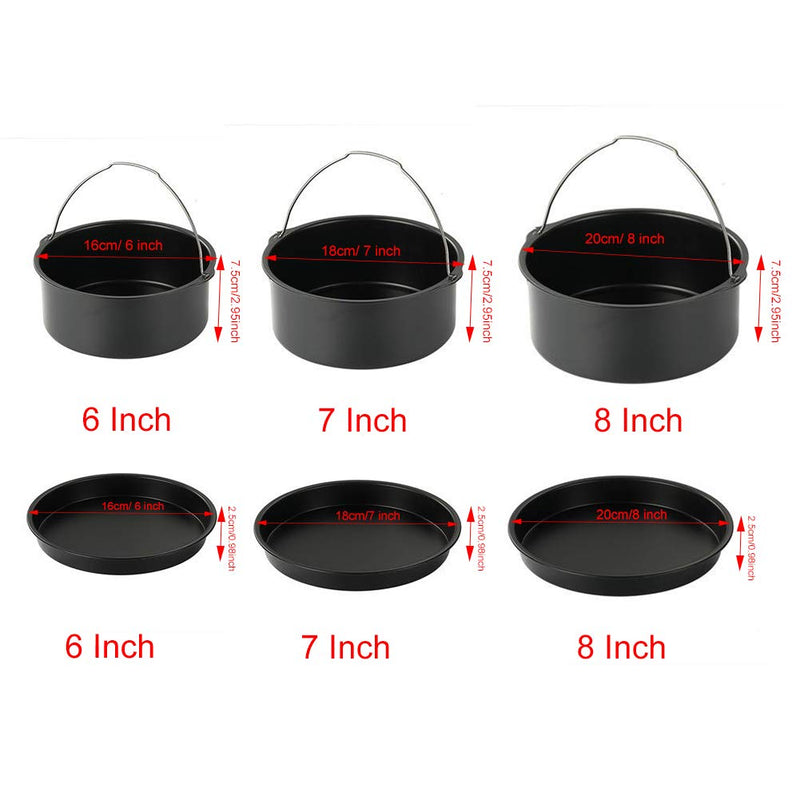 2pcs/set Universal Air Fryer Accessory set Steel Pizza Pan Baking Cake Barrel For Gourmia 6 inch - NewNest Australia