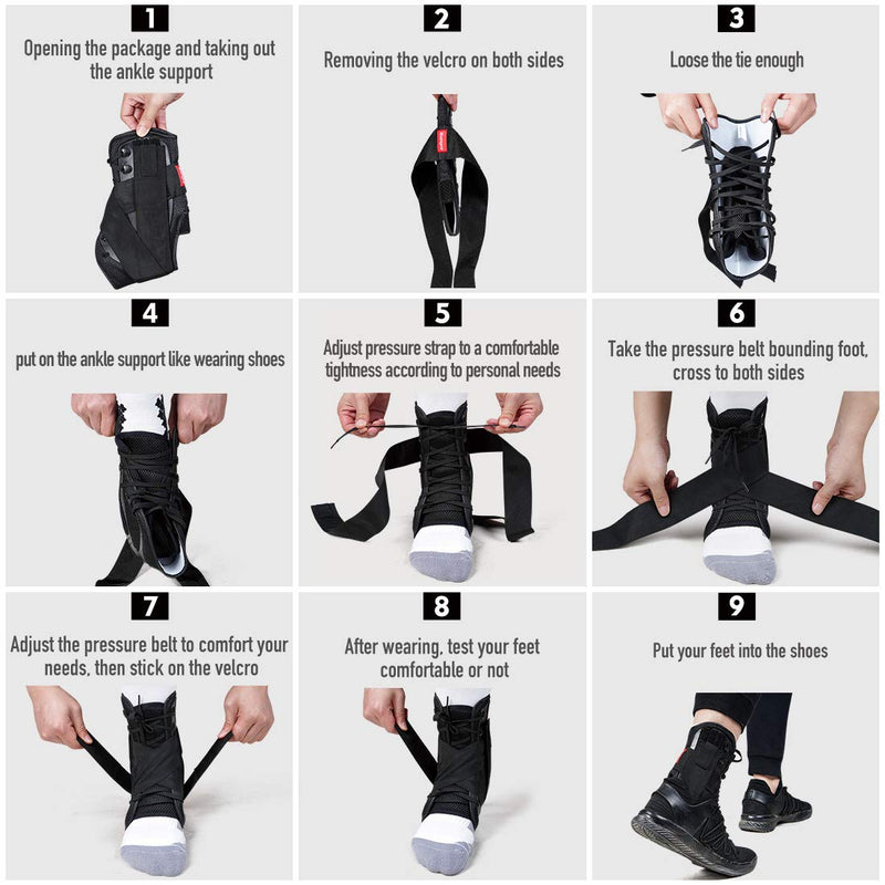 Kuangmi Ankle Support Lace Up with Side Supports and Cross Additional Fastening Belt Strength Protection 1 Piece (M=39-42) M=(39-42) - NewNest Australia