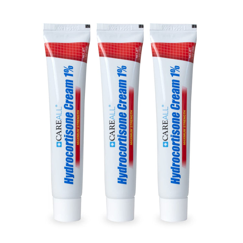(3 Pack) CareALL 1% Hydrocortisone Cream, 1oz Tube, Maximum Strength Formulation, Relieves Itching and Redness, Compare to Active Ingredient of Leading Brand. 1 Ounce (Pack of 3) - NewNest Australia