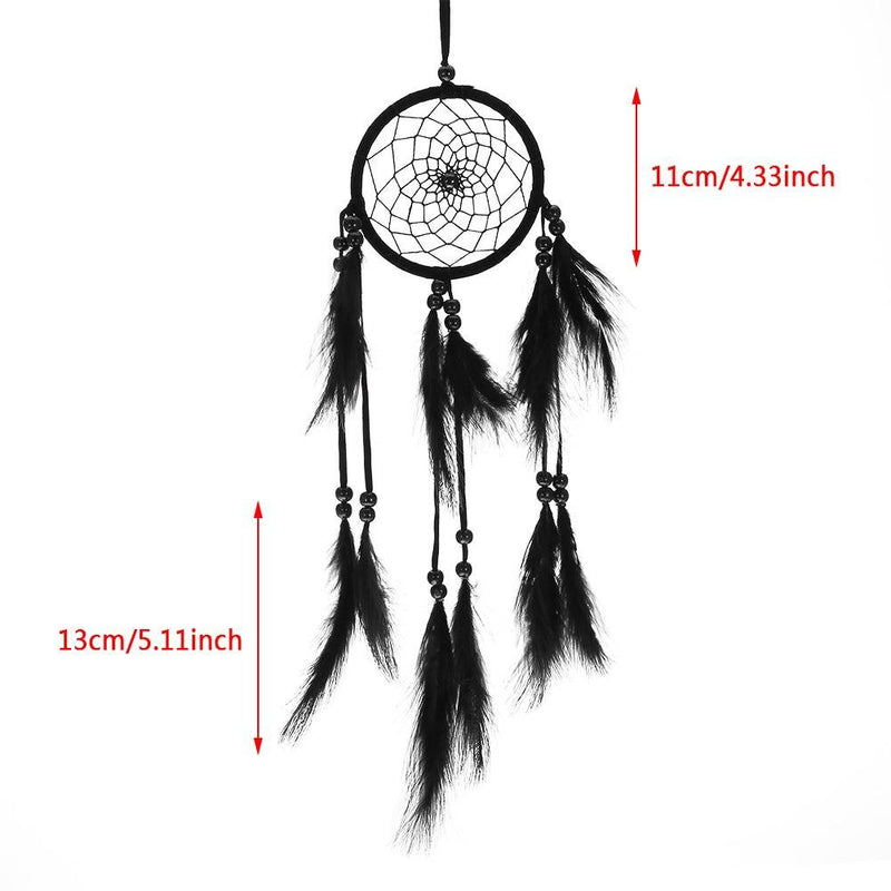 NewNest Australia - Walfront 1pc Feather Wood Beads Handmade Large Dream Catcher Hanging Pendant Craft Gift Living Room Home Decoration(Black) Black 