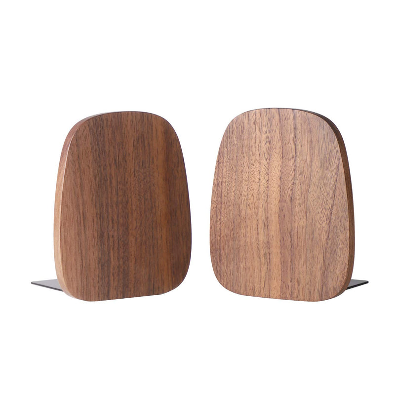 NewNest Australia - muso wood Bookends Support for Shelves,Decorative Book Ends for Heavy Books/Office Files/Magazine 5.51” x 4.72” x 4.25”(Walnut Wood) Walnut 