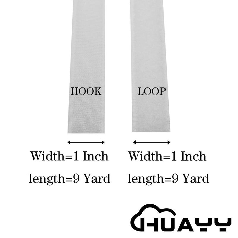 HUAYY 1 Inches Width 9 Yards Length,Sew on Hook and Loop Style,Non-Adhesive Nylon Strips Fabric,White (1 in x 9 yd) 1 in x 9 yd - NewNest Australia