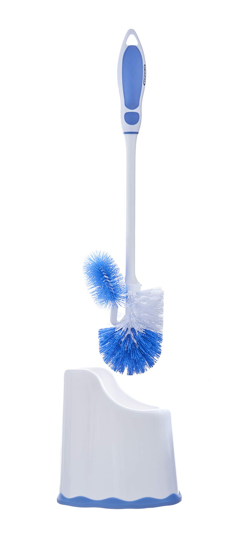 Superio Toilet Brush and Holder, Toilet Bowl Cleaning System with Scrubbing Wand, Under Rim Lip Brush and Storage Caddy for Bathroom , White and Blue - NewNest Australia