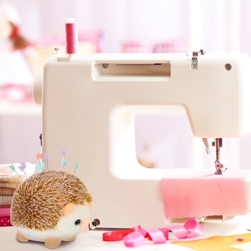 101 Pieces Hedgehog Pin Cushion Cute Large Pin Cushion Furry Straight Pins Cushion Butterfly Flat Head Sewing Pins DIY Crafts Sewing Set Needle Cushions Holder for DIY Jewelry Decor, Brown - NewNest Australia
