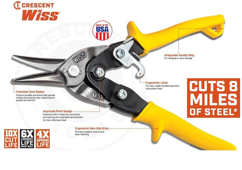 Crescent Wiss 9-3/4" MetalMaster® Compound Action Straight and Left Aviation Snips - M1R - NewNest Australia