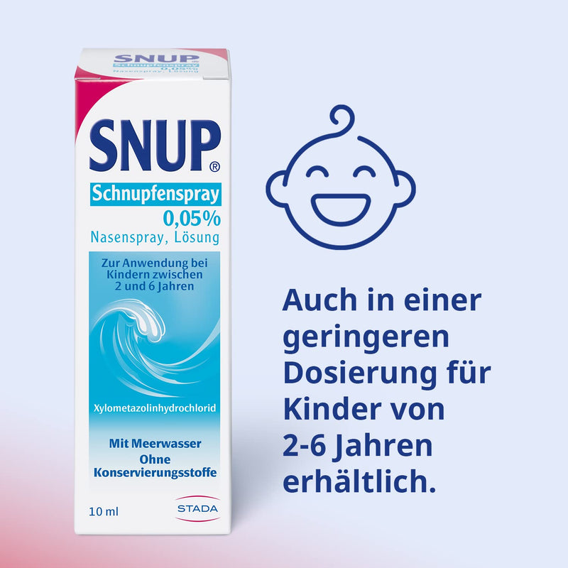 SNUP cold spray 0.1% - nasal spray with sea water - solution for decongesting the nasal mucosa in case of a cold - 1 x 15 ml 15 ml (pack of 1) - NewNest Australia