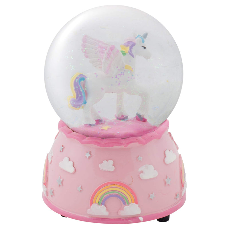 NewNest Australia - Elanze Designs Unicorn Rainbows on Pink Musical 80MM Water Globe Plays Tune The Unicorn 