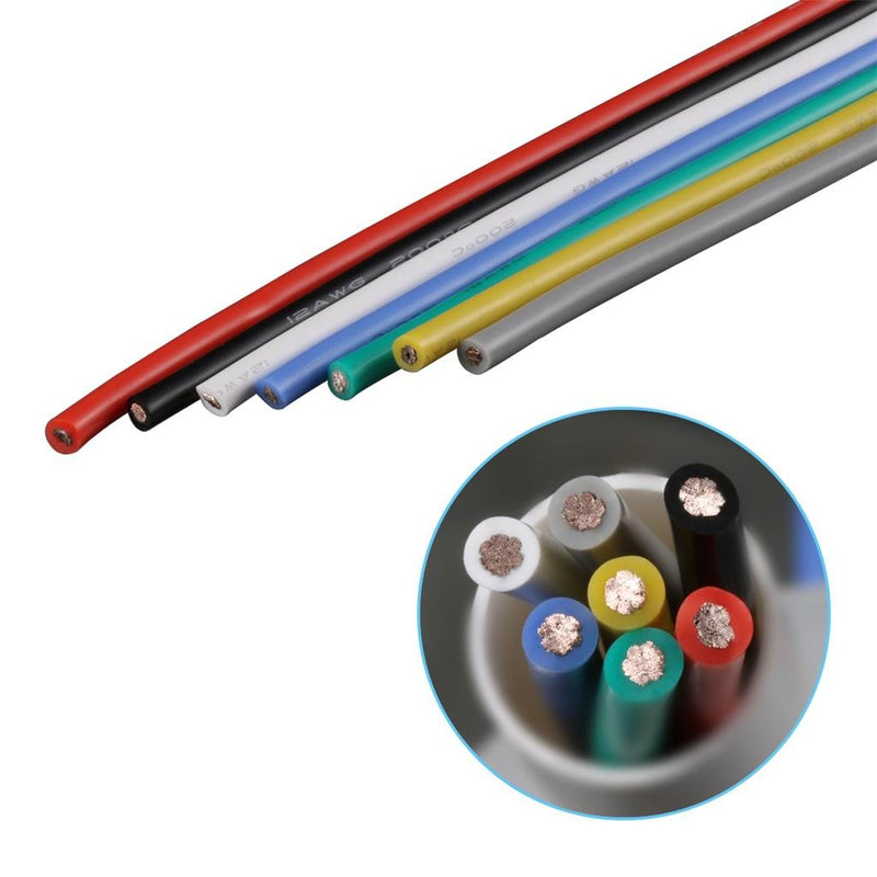 BNTECHGO 12 Gauge Silicone Wire Kit 7 Color Each 3 ft Flexible 12 AWG Stranded Tinned Copper Wire 12 silicone wire each color 3 ft silicone wire 7 colors - NewNest Australia