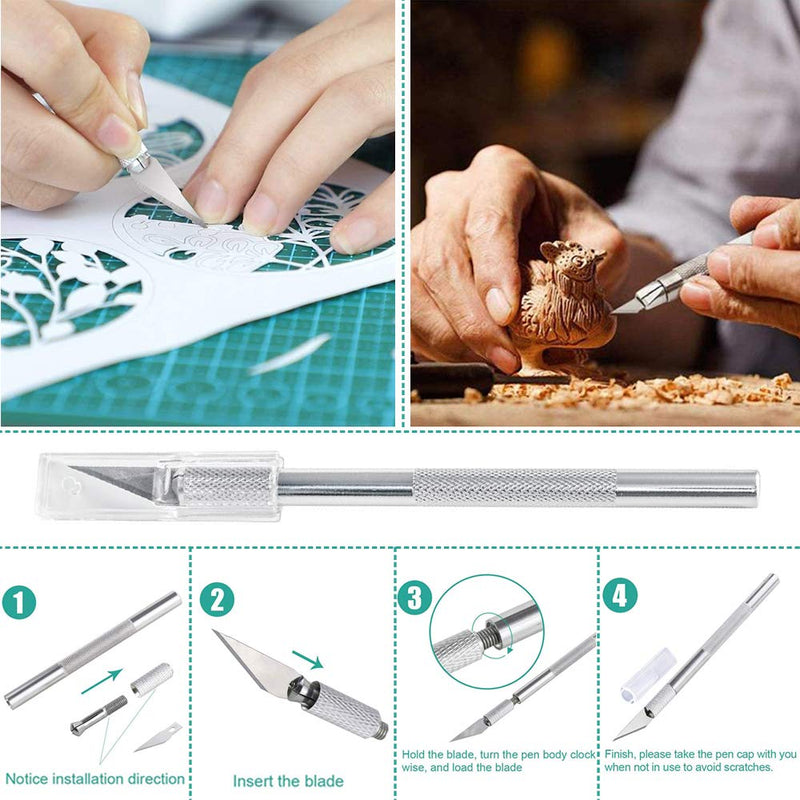ImnBest 19 Pieces Vinyl Weeding Tools Stainless Steel Plotter Accessories HTV + 1 Piece A5 Cutting mat, DIY Craft Tool Set, Cameos, Lettering, Including Weeding Hooks, Tweezers, DIY Christmas Gift B - NewNest Australia