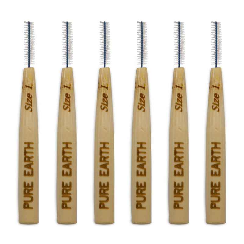 Pure Earth Essentials Bamboo Interdental Brushes - Biodegradable Interdental Brush - Organic Handle with Soft Bristles for Deep Clean Between Teeth and Gums (6 Pieces, Size 1, 0.4mm, Orange) Size 1 (Pack of 6) - NewNest Australia