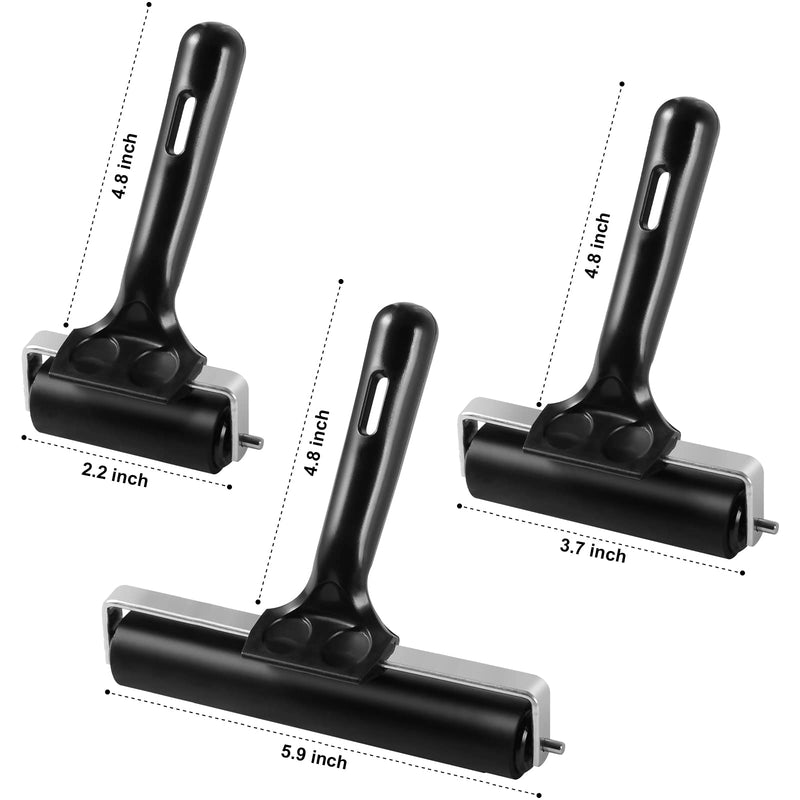 3 Pack Printmaking Brayer - Brayer Rollers for Crafting, Vinyl Rubber Roller Brayers, Cricut Roller for Gluing, Printing, Inking and Stamping (Black) Balck - NewNest Australia