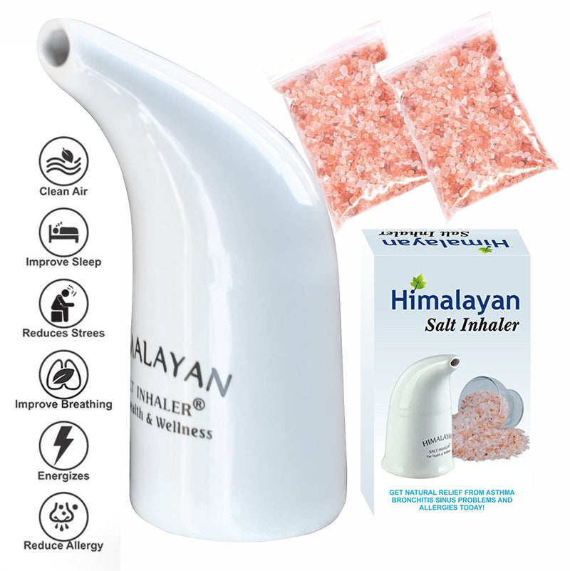 Health Original Himalayan Salt Inhaler Pipe Ceramic Filled with 100% Pure Himalayan Salt - with hygienic with 200Grm Salt Free (Pack of 1 Salt Inhaler) 200 g (Pack of 1) - NewNest Australia