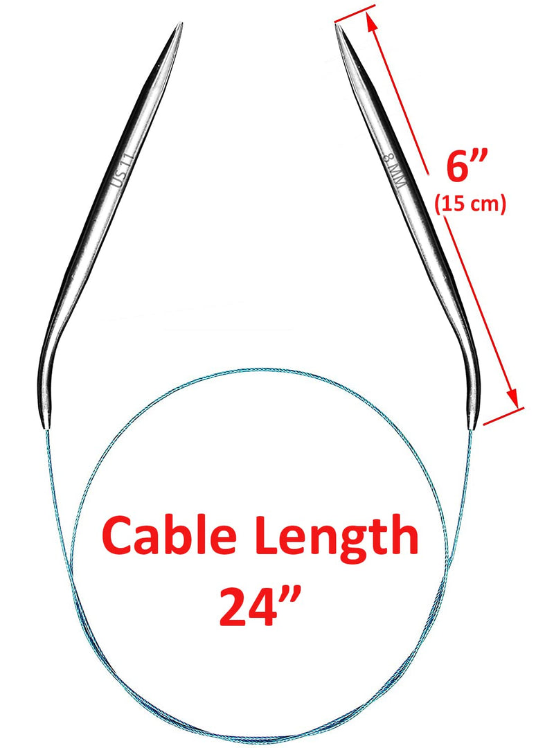 Circular Knitting Needles Set Round Metal Circle Blankets 36 Inch Size 15 13 11 10 9 8 7 6 4 2.5 1.5 0 6pcs-36 inch US 1.5-4-7-9-11-15 - NewNest Australia