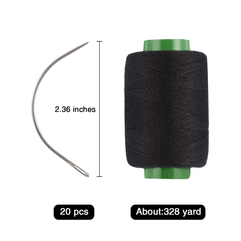 Boao 20 Pieces Wig C Curved Needles with 328 Yard Thread for Wig Making - NewNest Australia