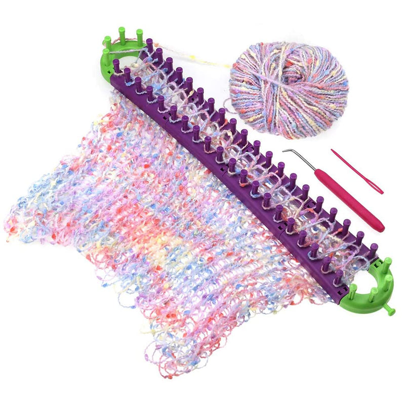 Katech Adjustable Knitting Looms Kits Flexible Creative Knitting Loom Set Plastic Weaving Loom Kit with a Hook and a Needle, DIY Yarn Knitting Tool for Making Socks, Scarf, Shawl, Hats, Leg Warmers - NewNest Australia