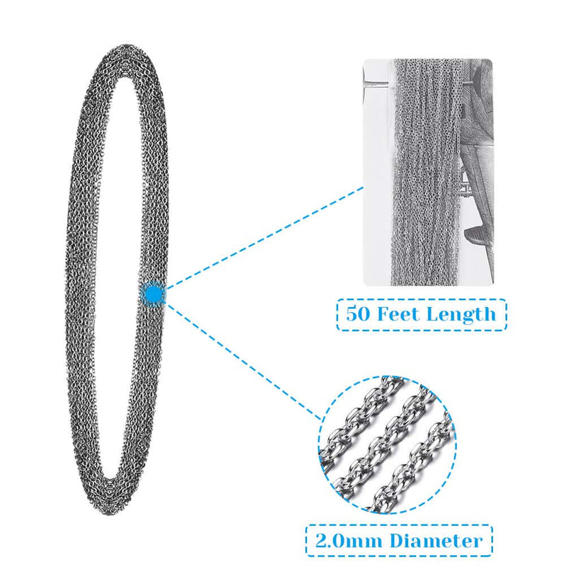 Chains for Jewelry Making, Anezus 50 Feet Stainless Steel Jewelry Chain Bracelet Chains 2.0mm Silver Thin Chain with Jump Rings Lobster Clasps for Making Jewelry DIY Necklace Making - NewNest Australia
