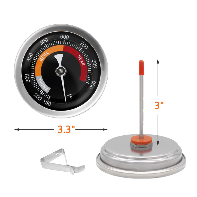 3.3" Grill Thermometer Replacement Part for Big Green Egg, Char Griller, BBQ Grill Thermometer for Smoker Outside Grill Temperature Gauge, 150-900°F - NewNest Australia