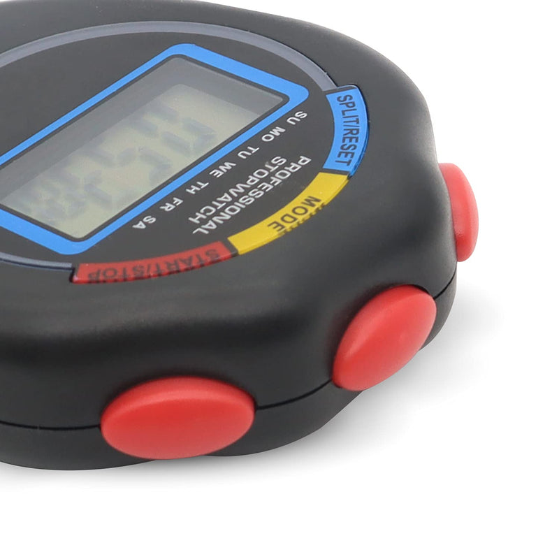 6 Pack Multi-Function Electronic Digital Sport Stopwatch Timer, Large Display with Date Time and Alarm Function,Suitable for Sports Coaches Fitness Coaches and Referees（Black） Black - NewNest Australia