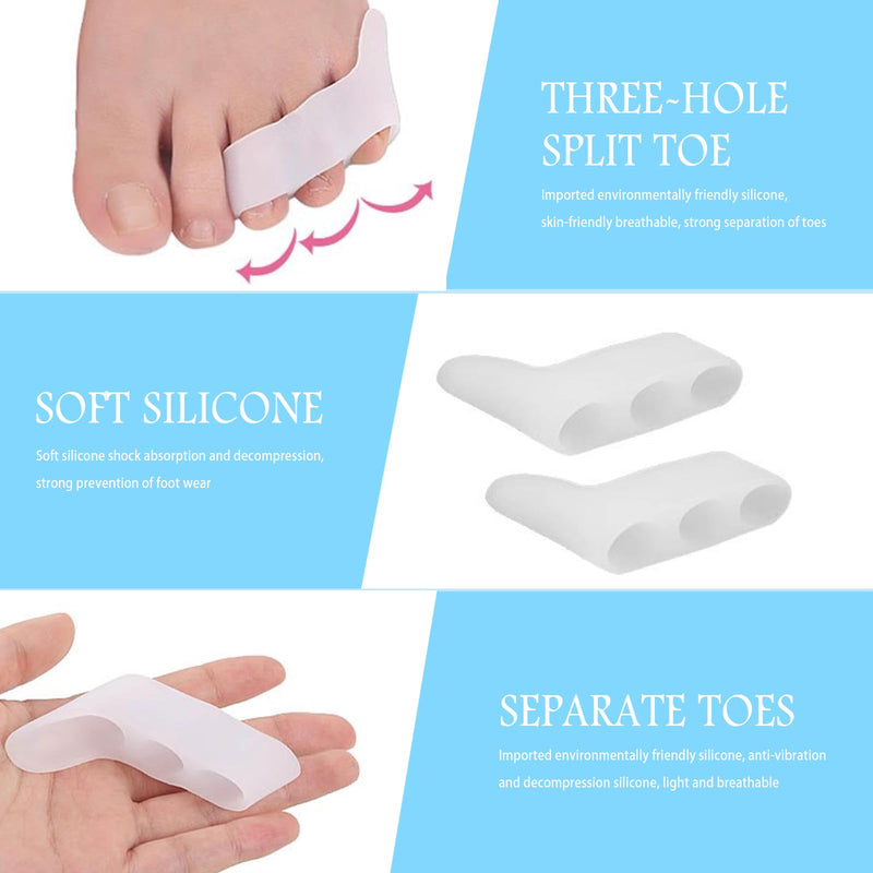 2 Pairs Small Toe Separator And 2 Pairs Forefoot Pads, Metatarsal Pads, Three Hole Toe Spreader, Toe Separator With Gel Metatarsal Pads, For Overlapping Toes, Relieves Forefoot Pain - NewNest Australia