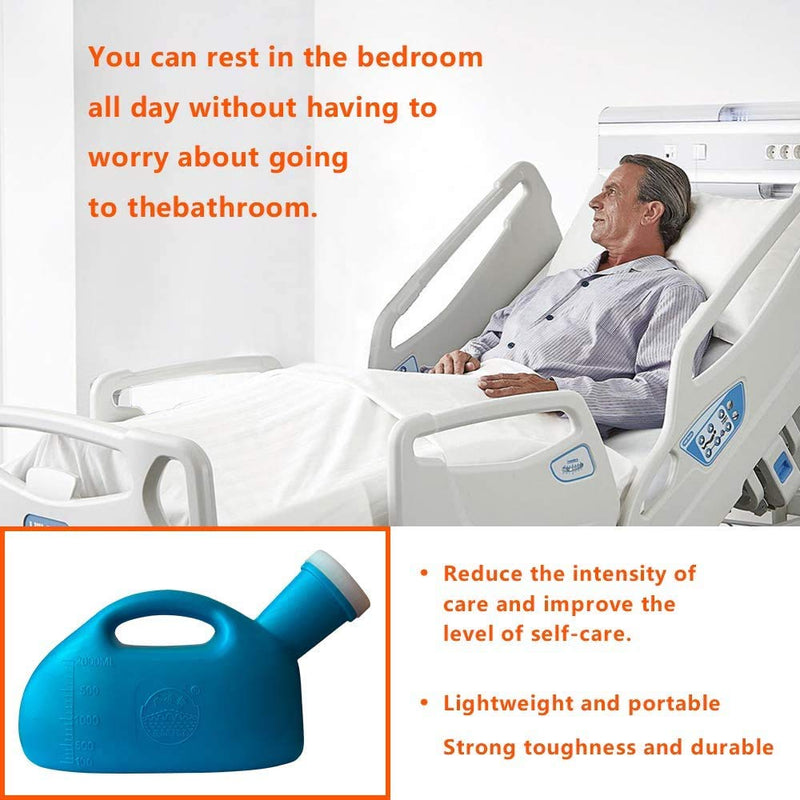 Male Urinal Portable Mens Potty Pee Bottle Collector Travel Toilet with lid 2000 ml/66 oz for Elderly, Incontinence, Driving, Camping (Blue) Blue - NewNest Australia