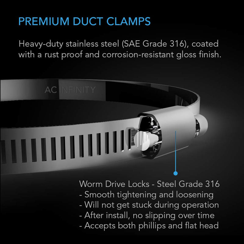 AC Infinity Stainless Steel Duct Clamps, 8-Inch (Pack of 2) for Ducting, Heating, Cooling, Exhaust, Ventilation - NewNest Australia