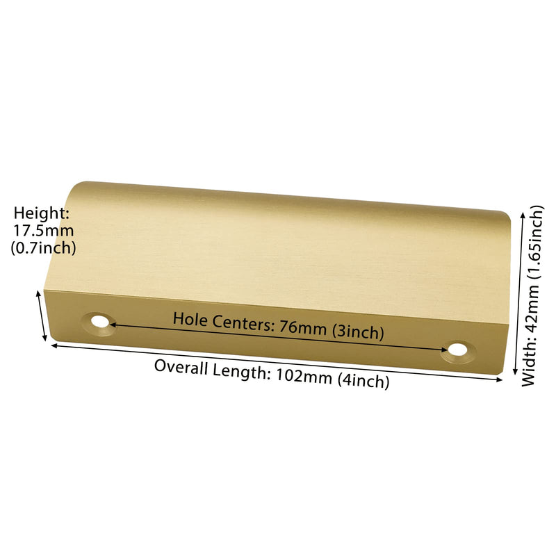 5 Pack goldenwarm Modern Style Finger Pulls 3 inch Champagne Gold Finger Edge Pulls Tab Pulls - LS7027BB76 Dresser Drawer Pulls Gold Kitchen Cabinet Handles Brushed Brass Hardware, 76mm Hole Centers 5 - NewNest Australia