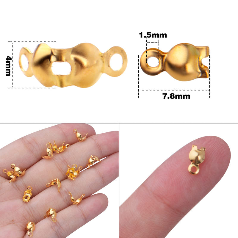 BronaGrand 1000pcs Gold Beads Tips Knot Covers Clamshell Metal Open Bead Tips Knot Covers Bead Tip Cord Ends for DIY Bracelet Necklace Jewelry Making Accessory - NewNest Australia