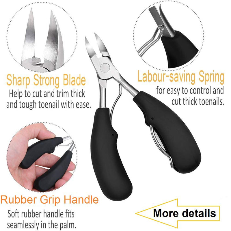 4PCS Toe Nail Clipper for Ingrown or Thick Toenails,Toenails Trimmer and Professional Podiatrist Toenail Nipper for Seniors with Surgical Stainless Steel Surper Sharp Blades Soft Grip Handle Black - NewNest Australia