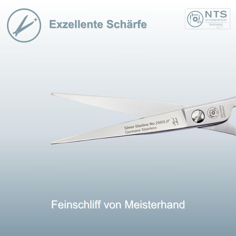 NTS-Solingen hairdressing scissors Silver Line 250 | Satin finish | Professional hair cutting scissors | scissors | hair scissors | Made in Solingen | 12.7 cm = 5.0" Silver Star Line 250 12.7 cm (pack of 1) - NewNest Australia