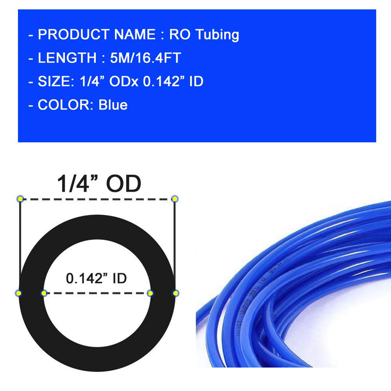 Food Grade 1/4 Inch OD Plastic Tubing for RO Water purifiers Filter, System, Aquariums, Refrigerators.(blue,5meters) 5 Blue - NewNest Australia