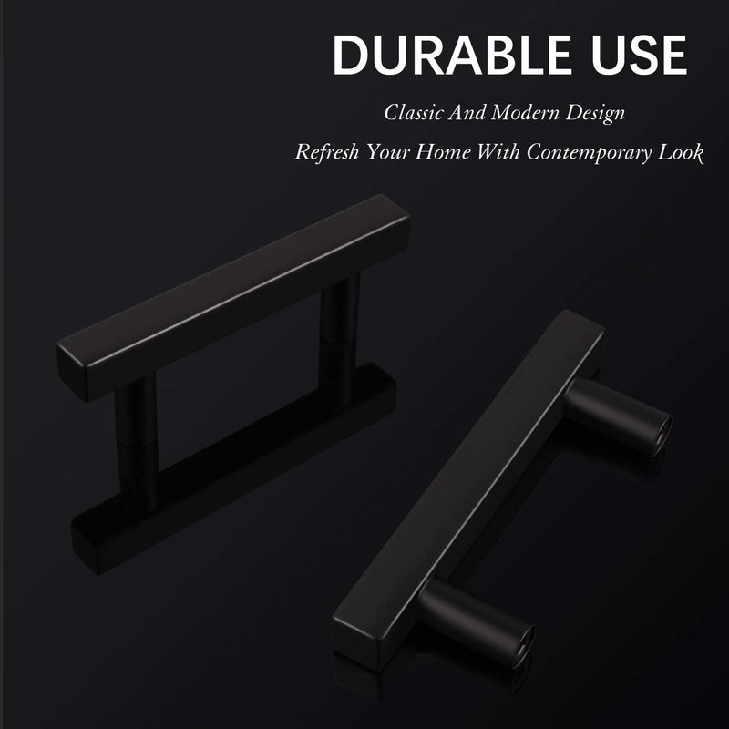 KNOBWELL 10 Pack Square Kitchen Cabinet Pulls Matte Black, 2-1/2 inch Hole Centers, Dresser Drawer Pulls Black Stainless Steel Bathroom Cabinet Handles 4" Length Center-to-Center: 2-1/2" - NewNest Australia