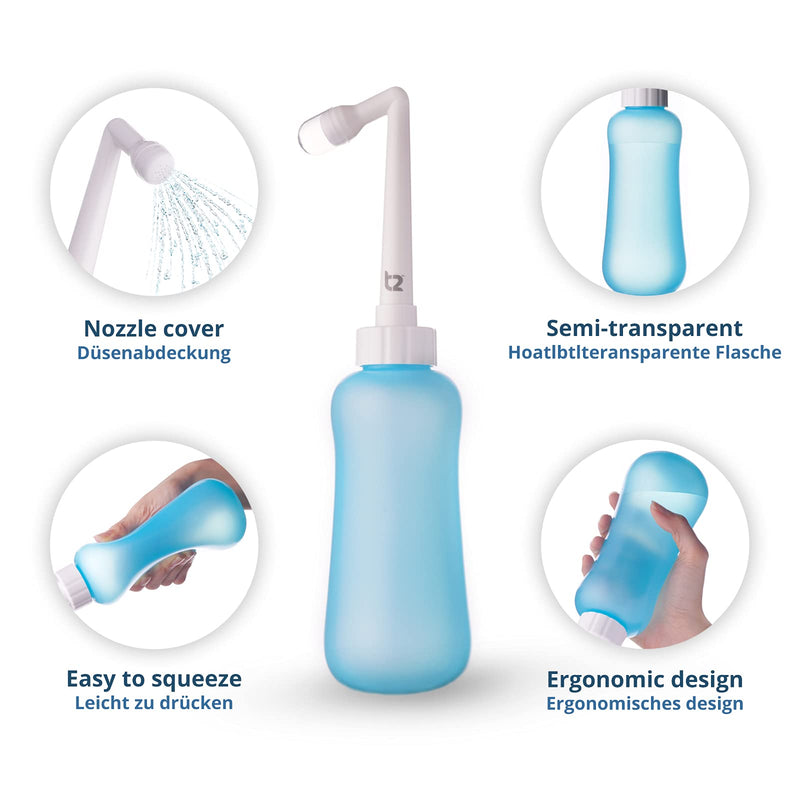 T2 Perineal Bottle - Portable Bidet for Postpartum Care, Pain Relief - 450ml Plastic Squeeze Bottle with 60° Nozzle & Washable Storage Bag - Hospital Bag Maternity Essential, Gift for Mum to Be - NewNest Australia